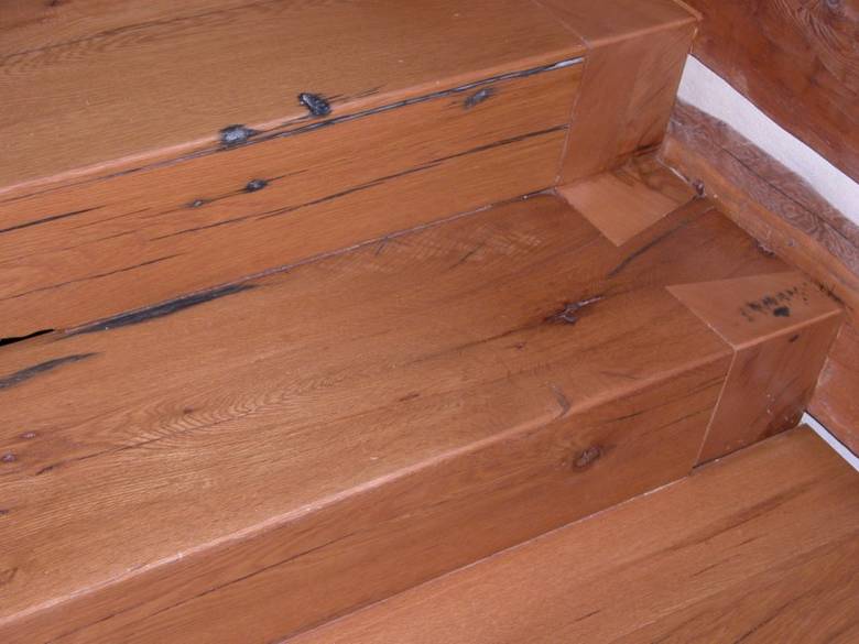 Antqiue Oak Timber Stairs with Dovetail Joints / Big Oak Timbers (6x12) fashioned into chunky stairs